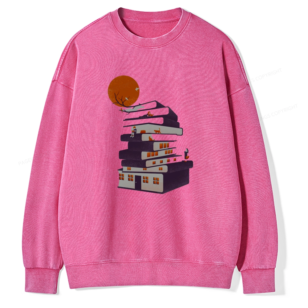 Pagewings Book House Unisex Washed Sweatshirt