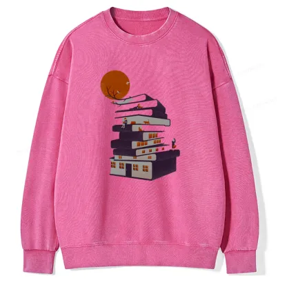 Pagewings Book House Unisex Washed Sweatshirt