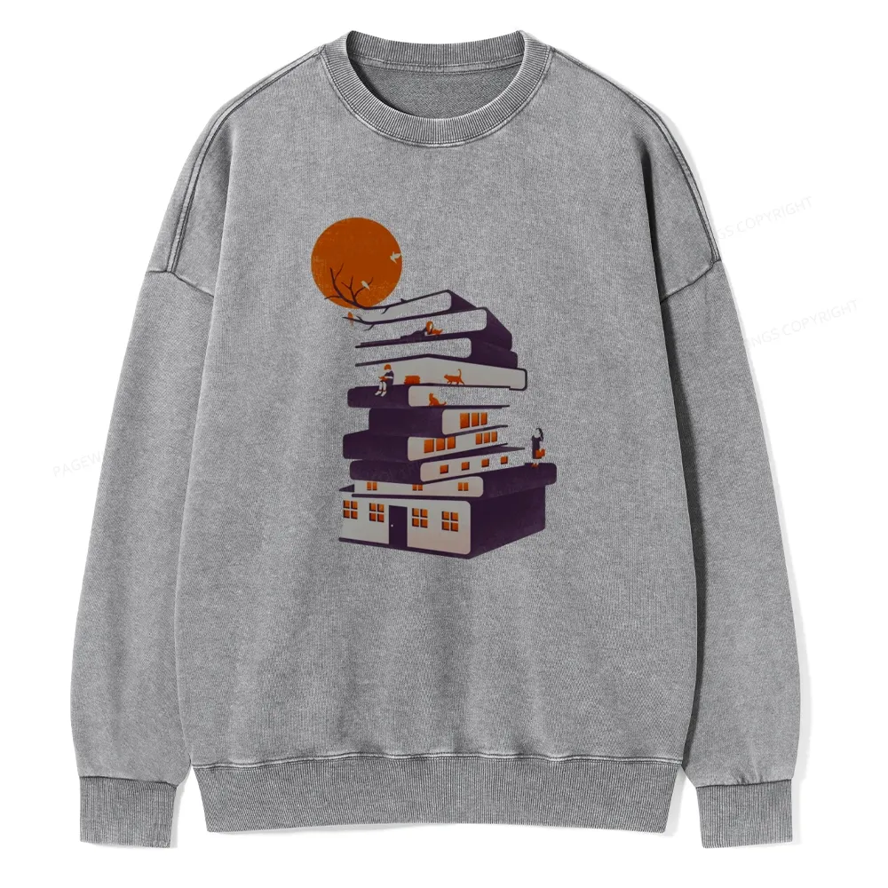 Pagewings Book House Unisex Washed Sweatshirt