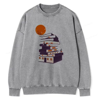 Pagewings Book House Unisex Washed Sweatshirt