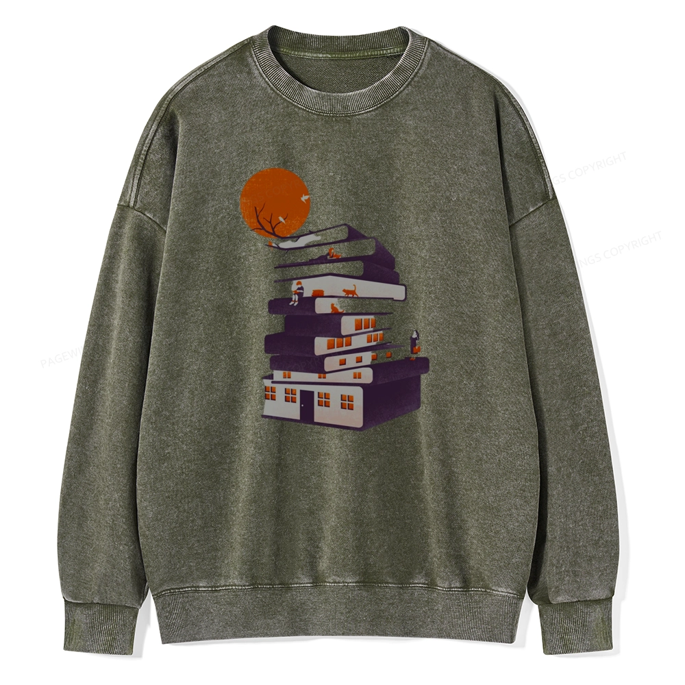 Pagewings Book House Unisex Washed Sweatshirt