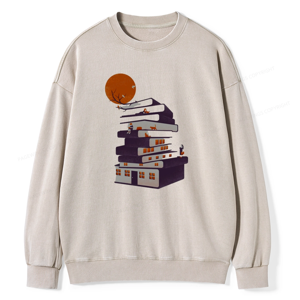 Pagewings Book House Unisex Washed Sweatshirt