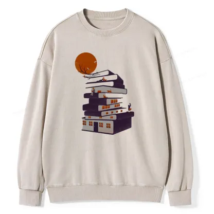 Pagewings Book House Unisex Washed Sweatshirt