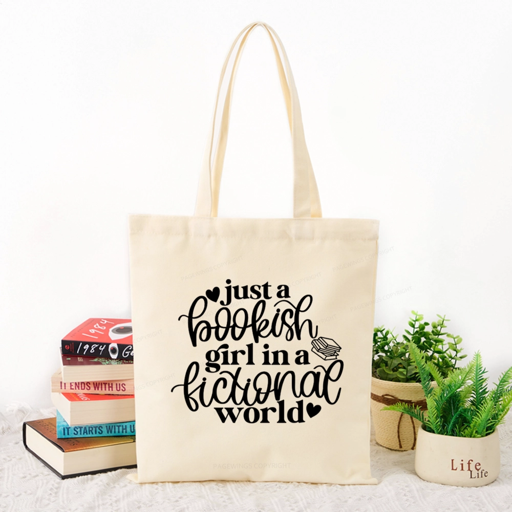 Pagewings Just A Bookish Girl In A Fictional World Tote Bag