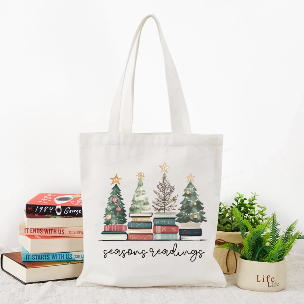 Pagewings Bookish Christmas Tote Bag