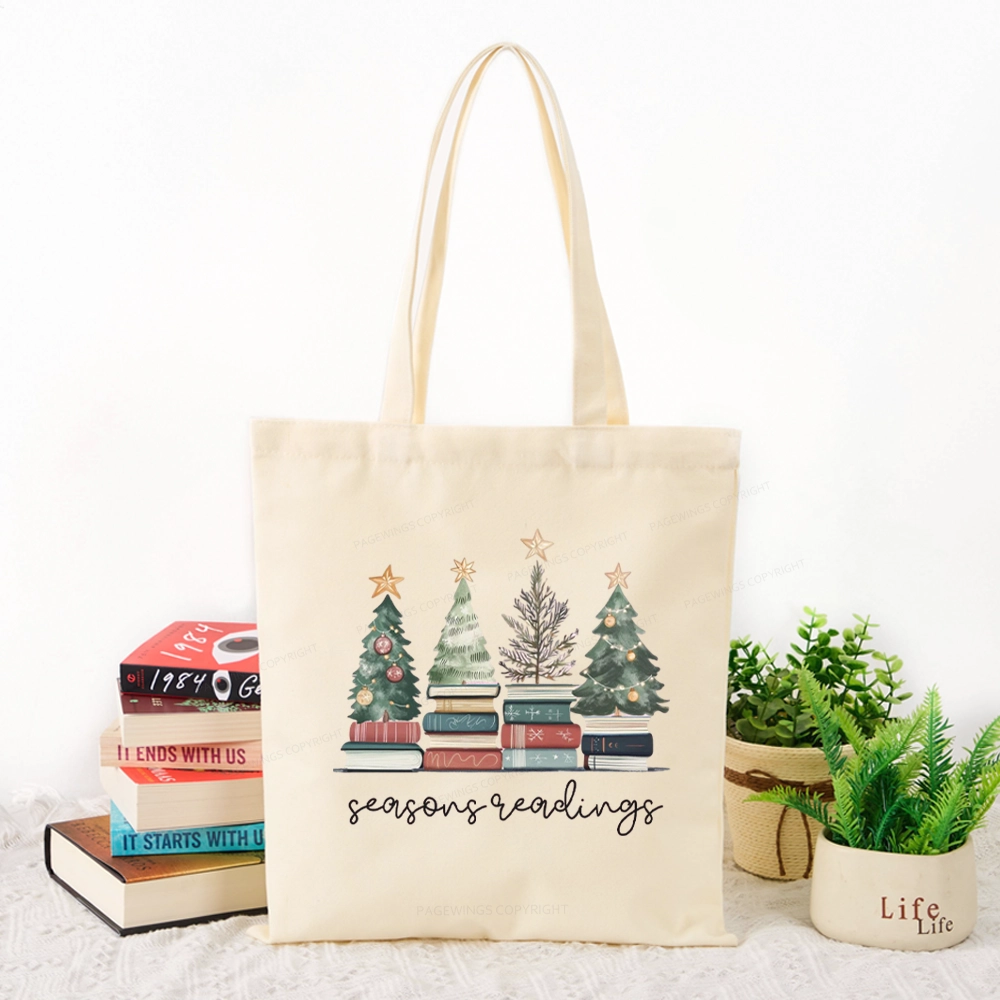 Pagewings Bookish Christmas Tote Bag