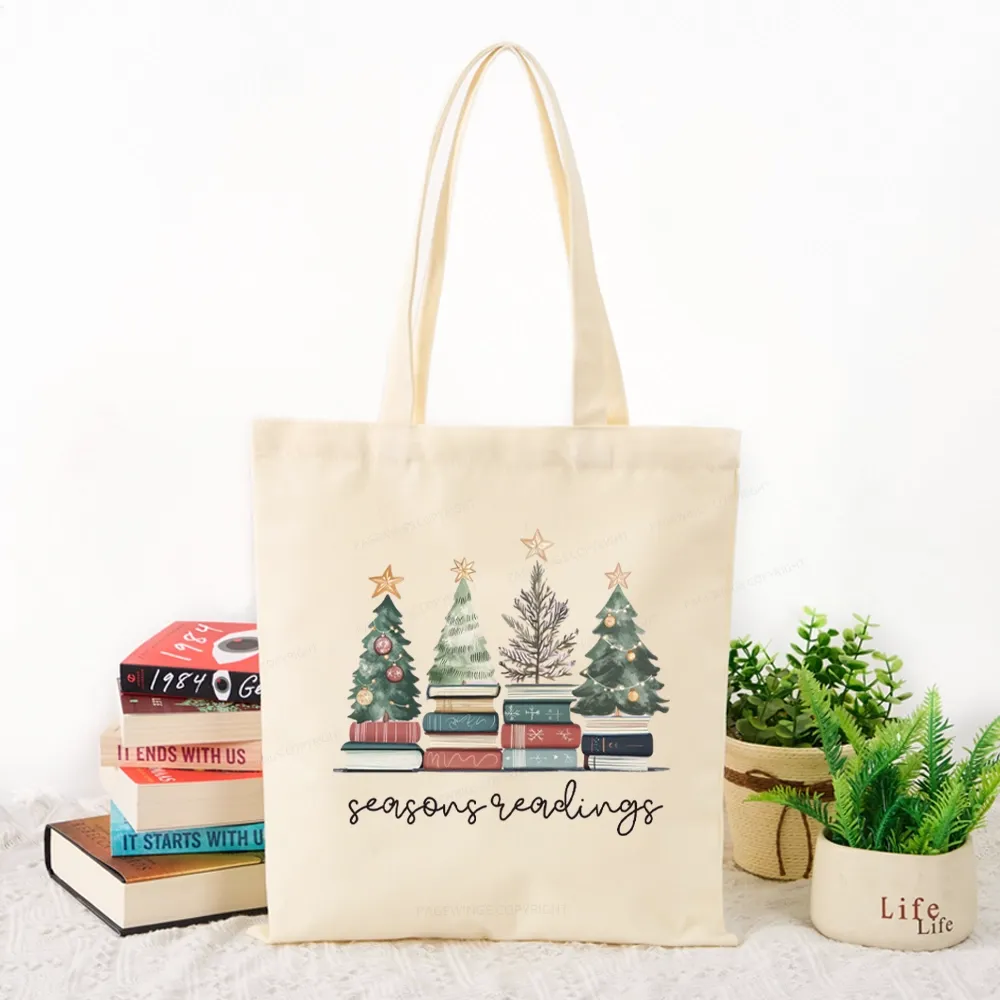 Pagewings Bookish Christmas Tote Bag