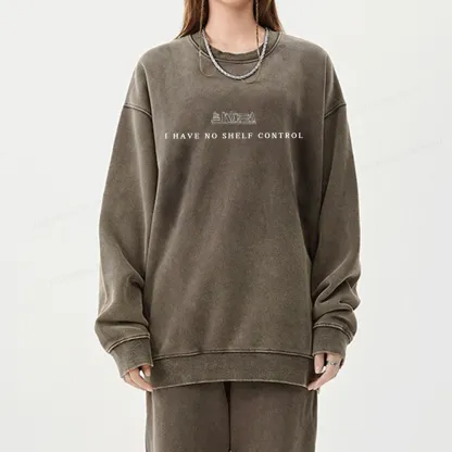 Pagewings I Have No Shelf Control  Unisex Washed Sweatshirt