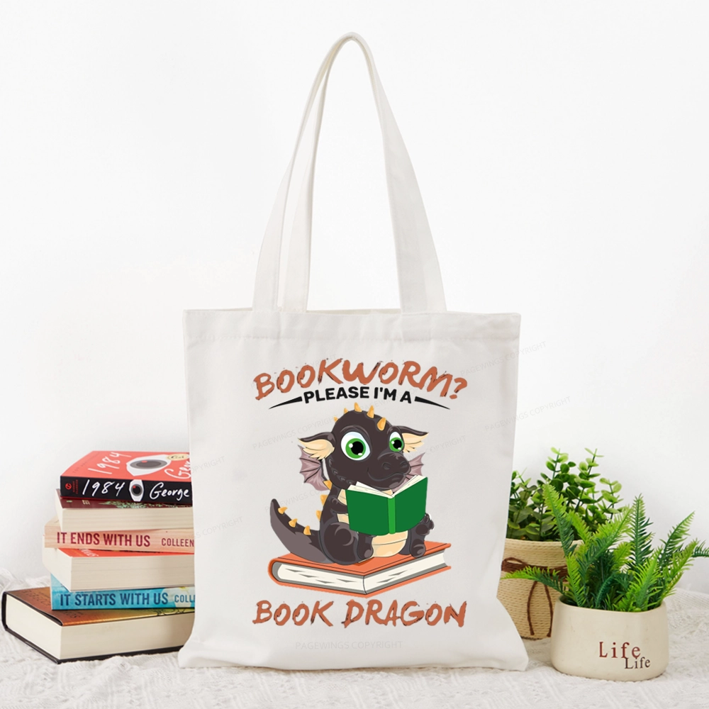 Pagewings Book Dragon Tote Bag