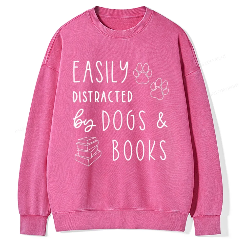 Pagewings Dogs And Books Unisex Washed Sweatshirt