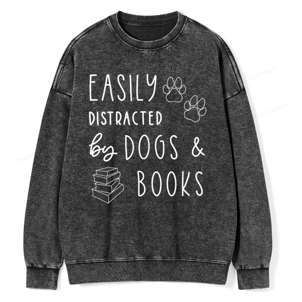 Pagewings Dogs And Books Unisex Washed Sweatshirt