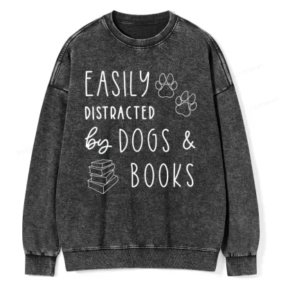 Pagewings Dogs And Books Unisex Washed Sweatshirt