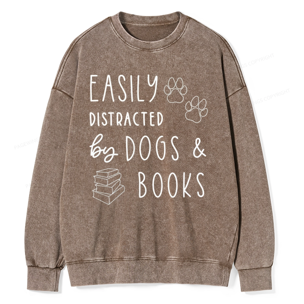 Pagewings Dogs And Books Unisex Washed Sweatshirt