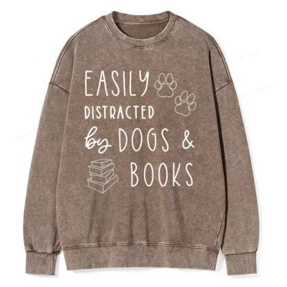 Pagewings Dogs And Books Unisex Washed Sweatshirt