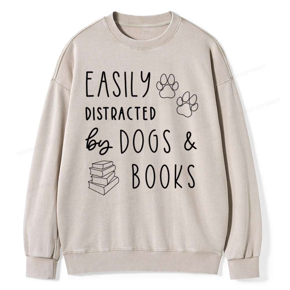 Pagewings Dogs And Books Unisex Washed Sweatshirt