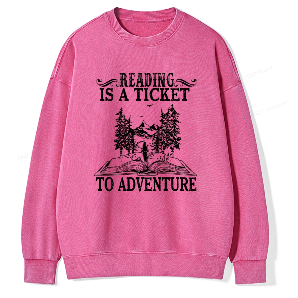 Pagewings A Ticket To Adventure Unisex Washed Sweatshirt