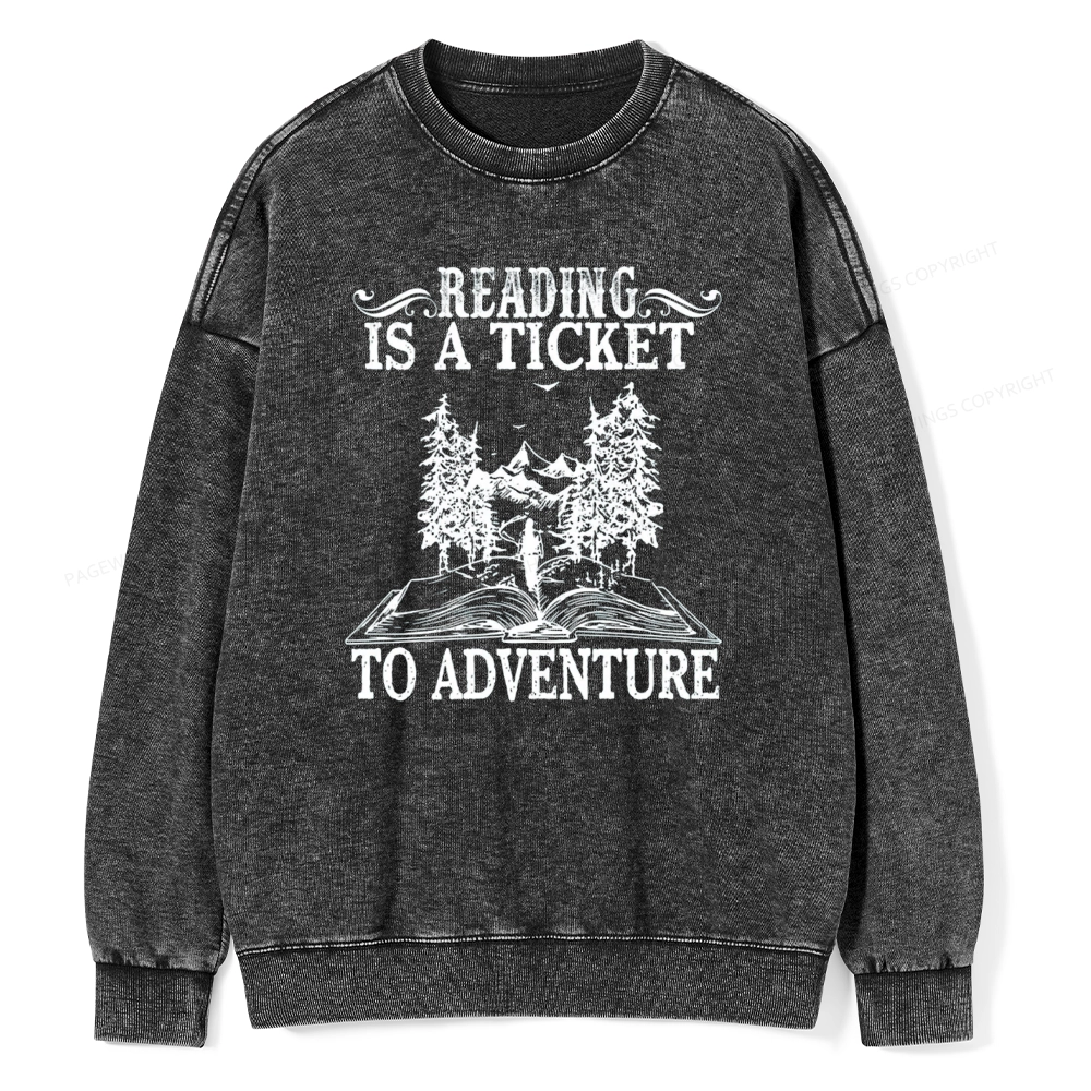 Pagewings A Ticket To Adventure Unisex Washed Sweatshirt