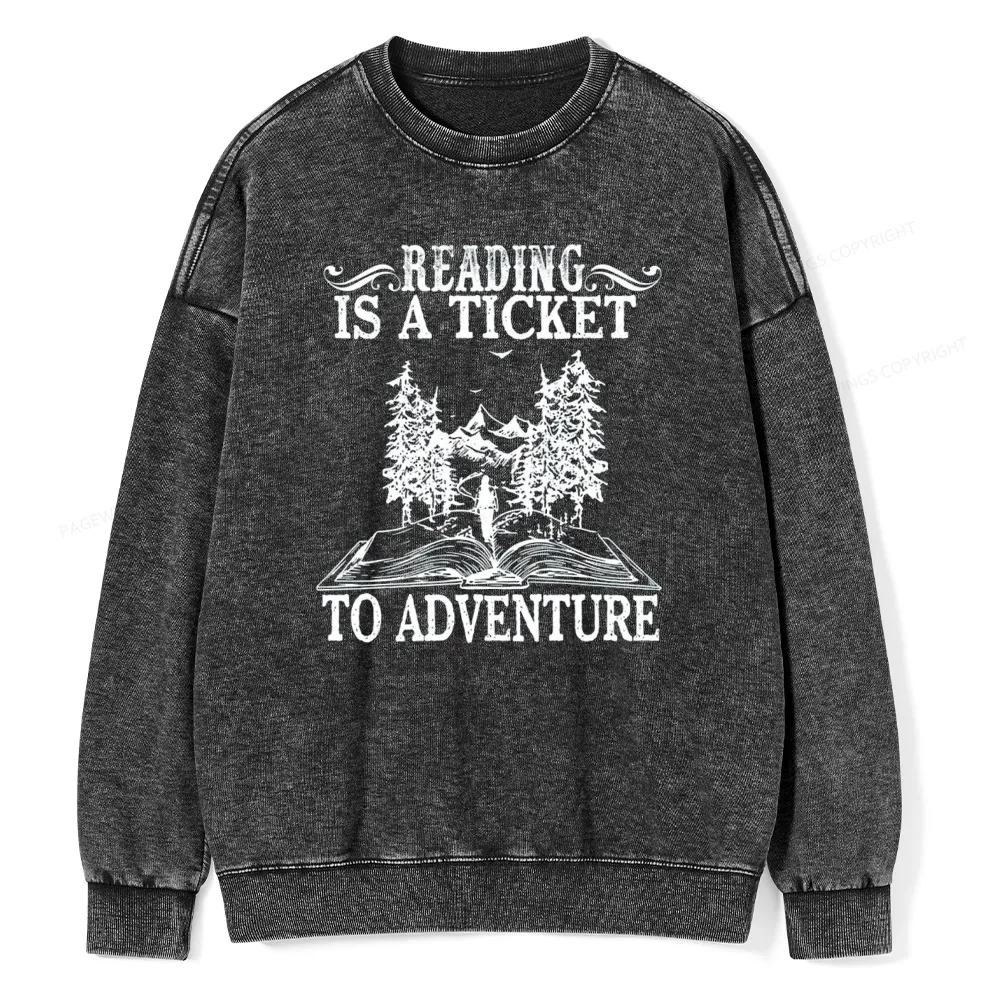 Pagewings A Ticket To Adventure Unisex Washed Sweatshirt