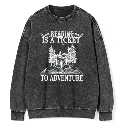 Pagewings A Ticket To Adventure Unisex Washed Sweatshirt