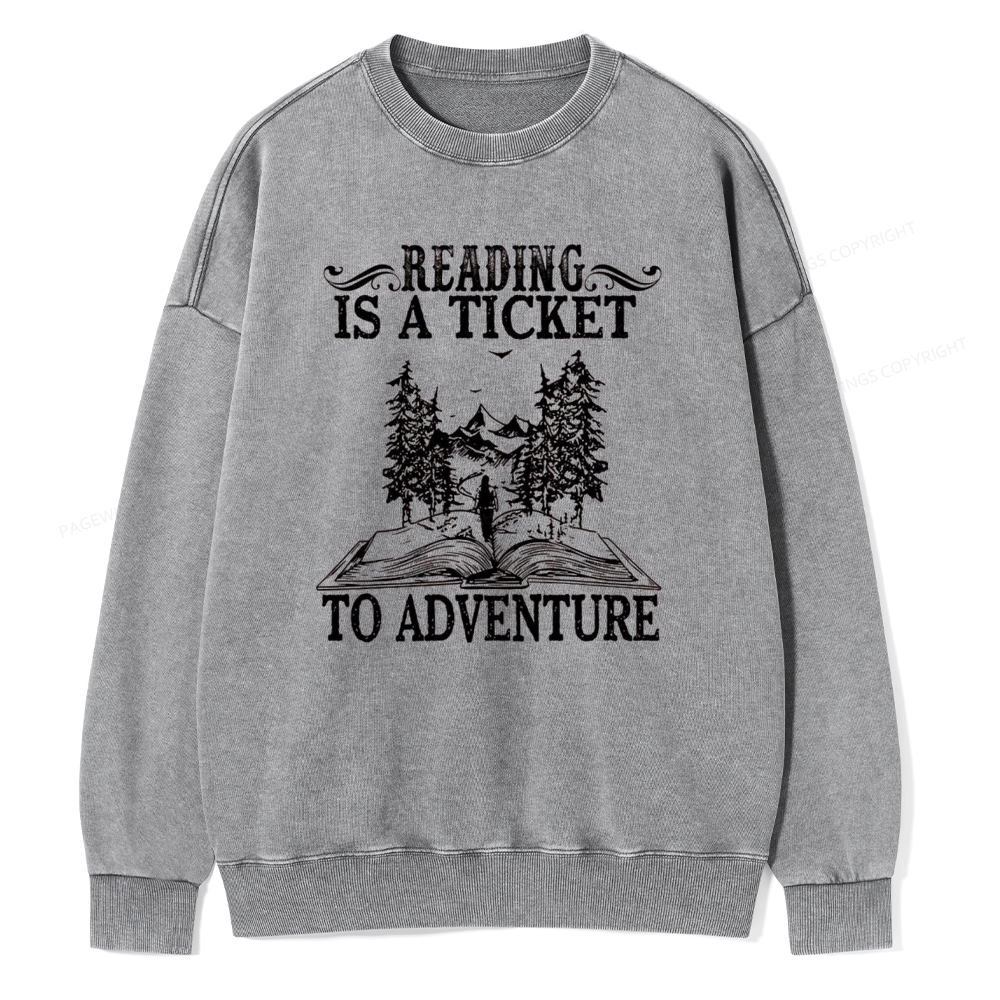 Pagewings A Ticket To Adventure Unisex Washed Sweatshirt