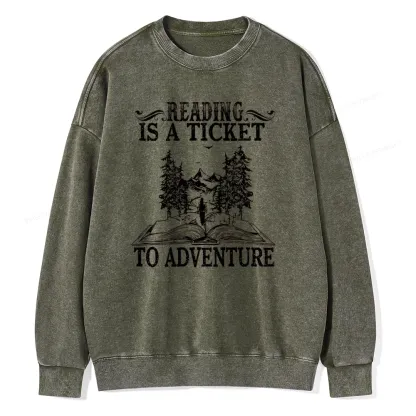 Pagewings A Ticket To Adventure Unisex Washed Sweatshirt
