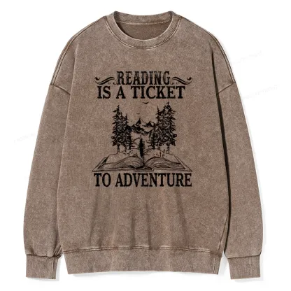 Pagewings A Ticket To Adventure Unisex Washed Sweatshirt