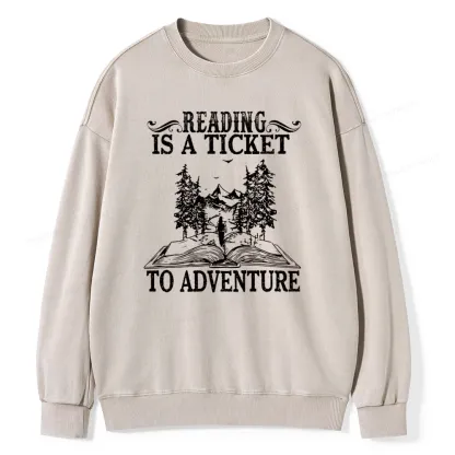 Pagewings A Ticket To Adventure Unisex Washed Sweatshirt