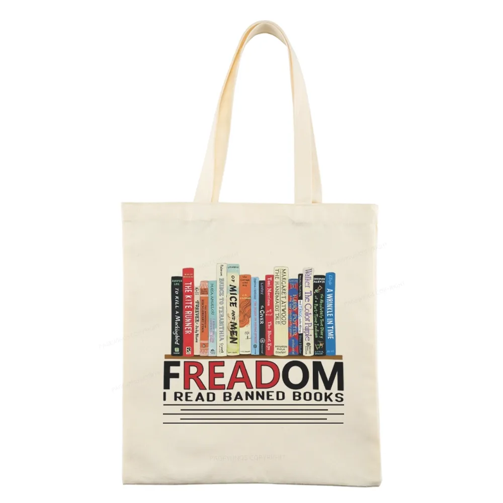 Pagewings Freadom I Read Banned Books Tote Bag