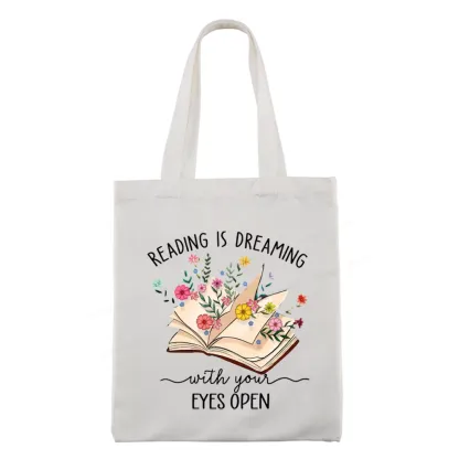 Pagewings Reading Is Dreaming With Your Eyes Open Tote Bag