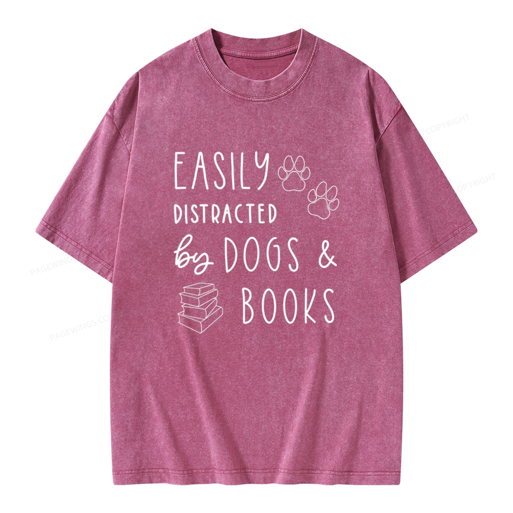 Pagewings Dogs And Books Unisex Unisex Washed T-shirt