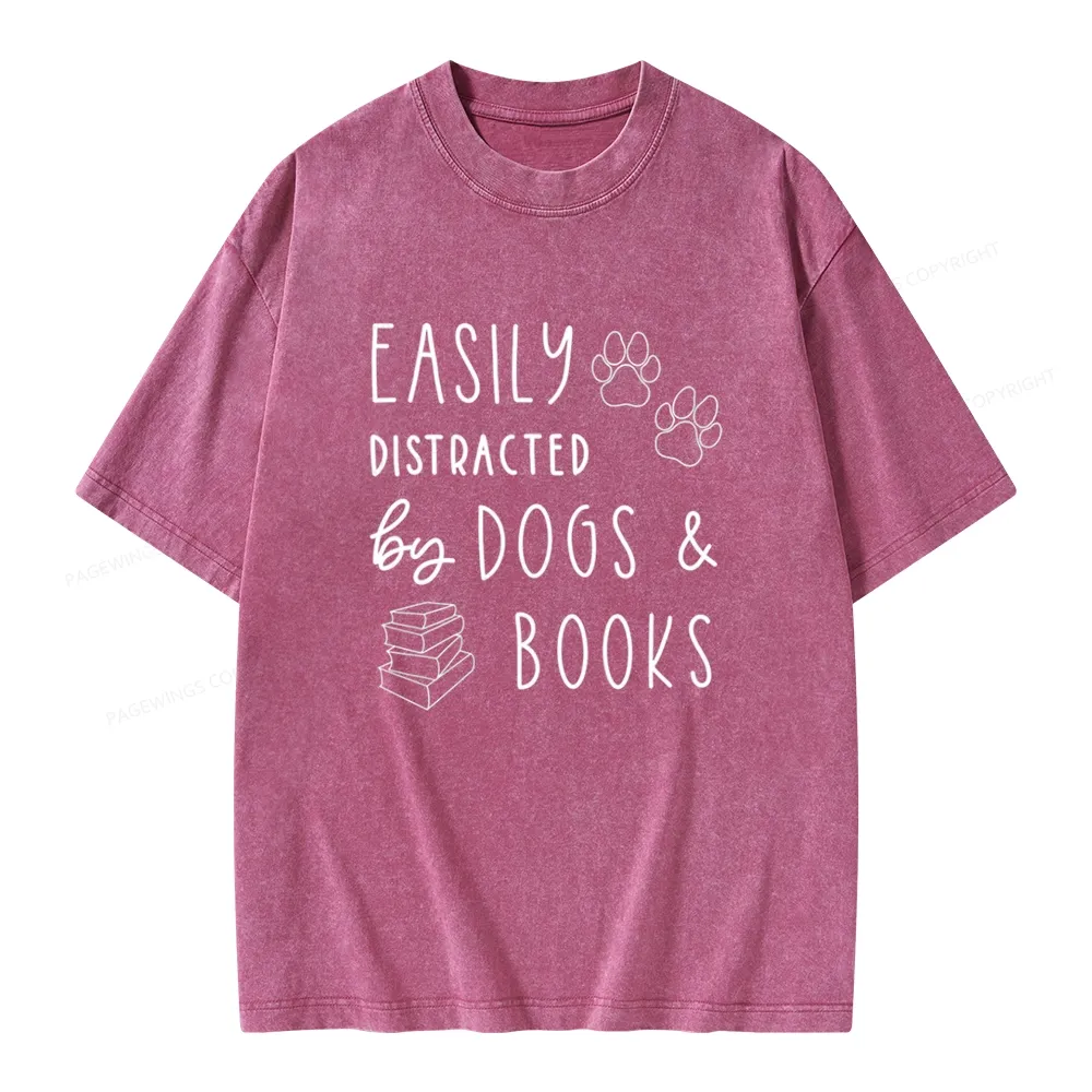 Pagewings Dogs And Books Unisex Unisex Washed T-shirt