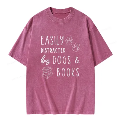 Pagewings Dogs And Books Unisex Unisex Washed T-shirt
