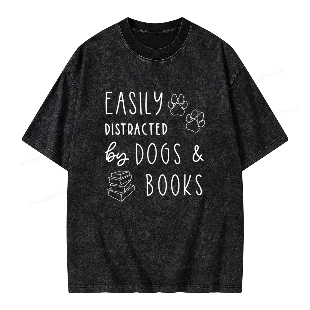Pagewings Dogs And Books Unisex Unisex Washed T-shirt
