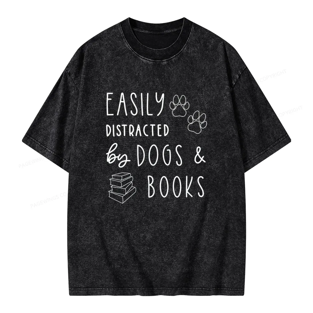 Pagewings Dogs And Books Unisex Unisex Washed T-shirt