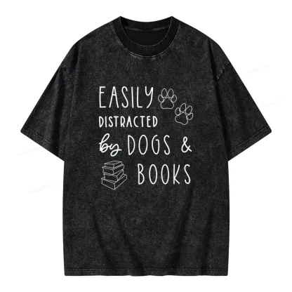 Pagewings Dogs And Books Unisex Unisex Washed T-shirt