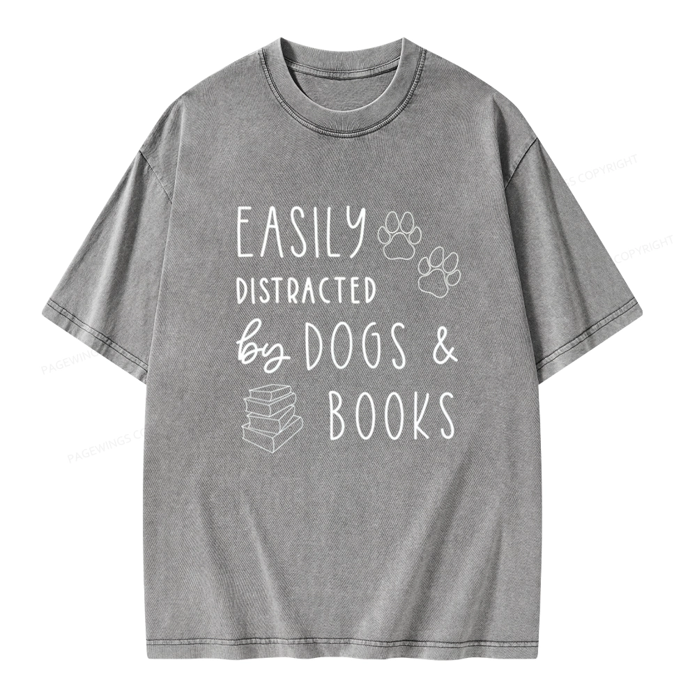 Pagewings Dogs And Books Unisex Unisex Washed T-shirt