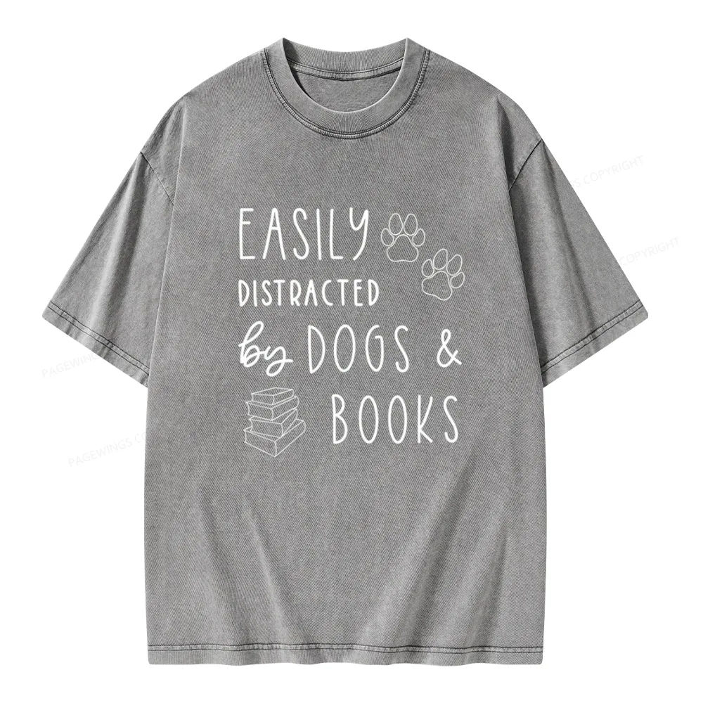 Pagewings Dogs And Books Unisex Unisex Washed T-shirt