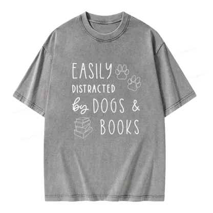 Pagewings Dogs And Books Unisex Unisex Washed T-shirt