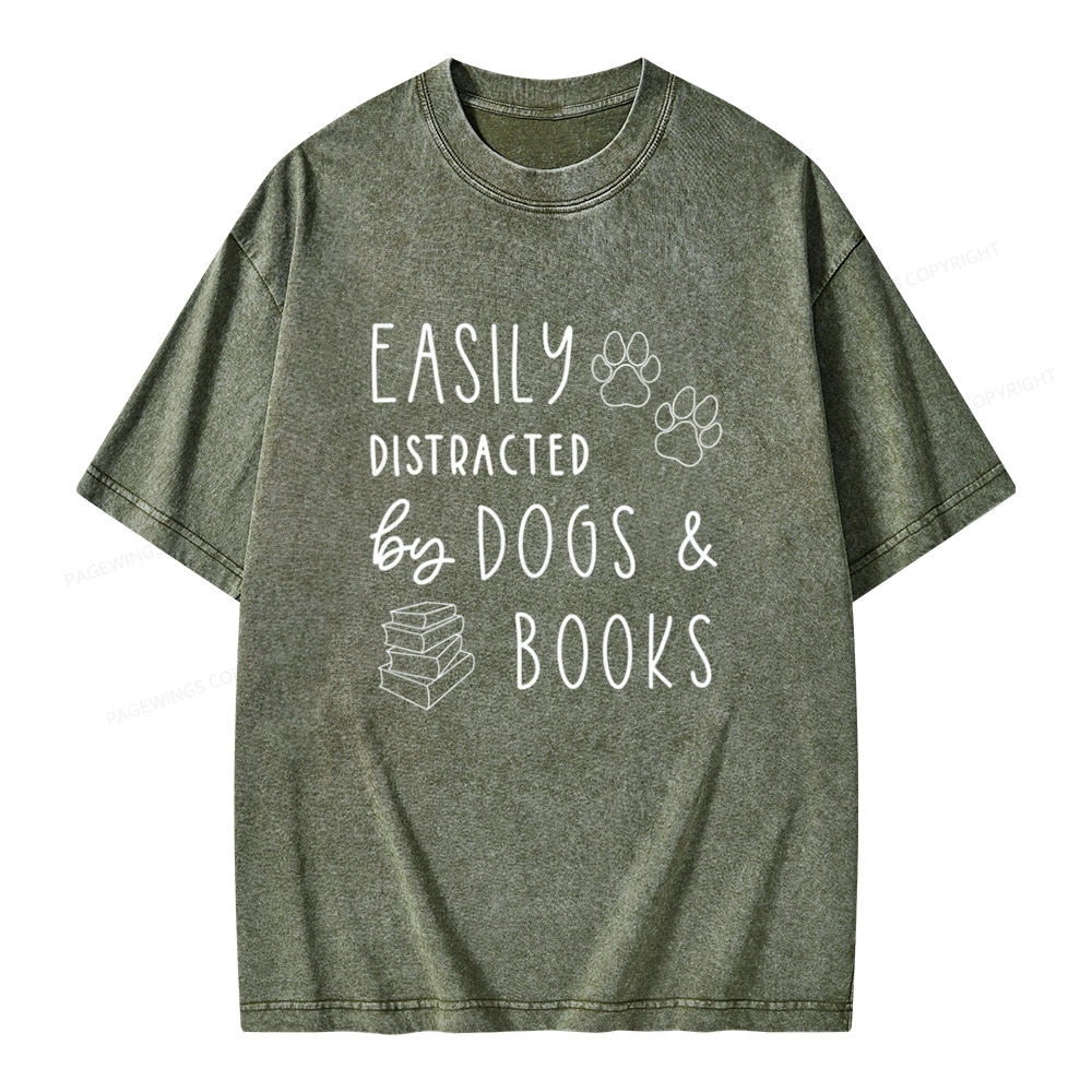Pagewings Dogs And Books Unisex Unisex Washed T-shirt