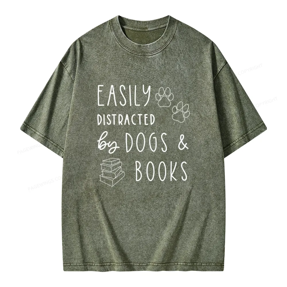 Pagewings Dogs And Books Unisex Unisex Washed T-shirt