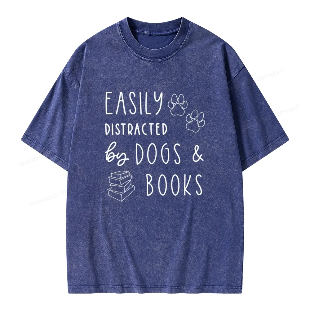 Pagewings Dogs And Books Unisex Unisex Washed T-shirt