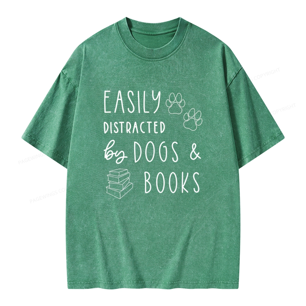 Pagewings Dogs And Books Unisex Unisex Washed T-shirt