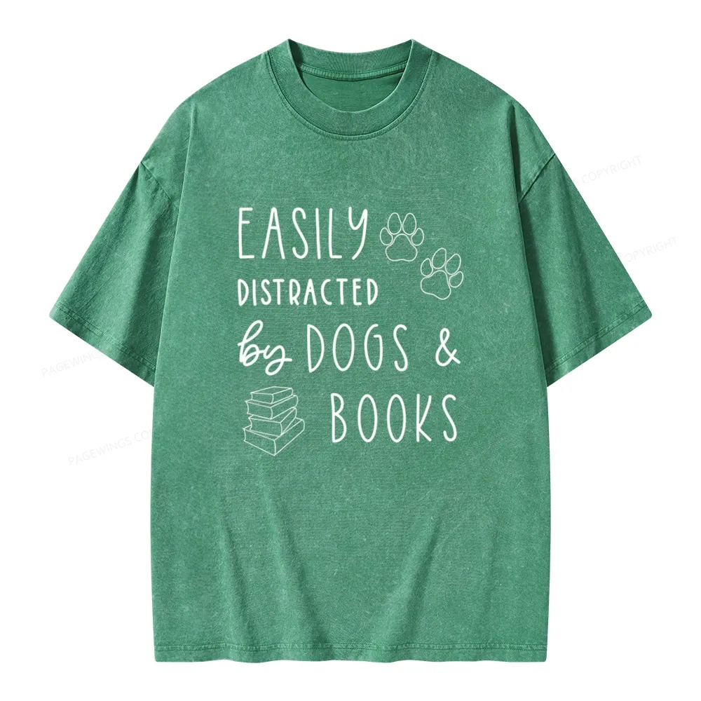 Pagewings Dogs And Books Unisex Unisex Washed T-shirt