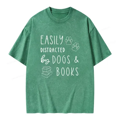 Pagewings Dogs And Books Unisex Unisex Washed T-shirt