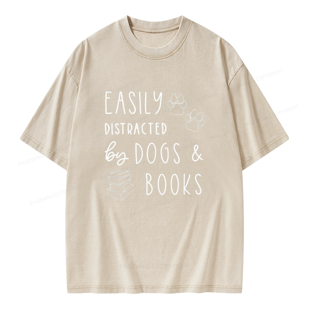 Pagewings Dogs And Books Unisex Unisex Washed T-shirt
