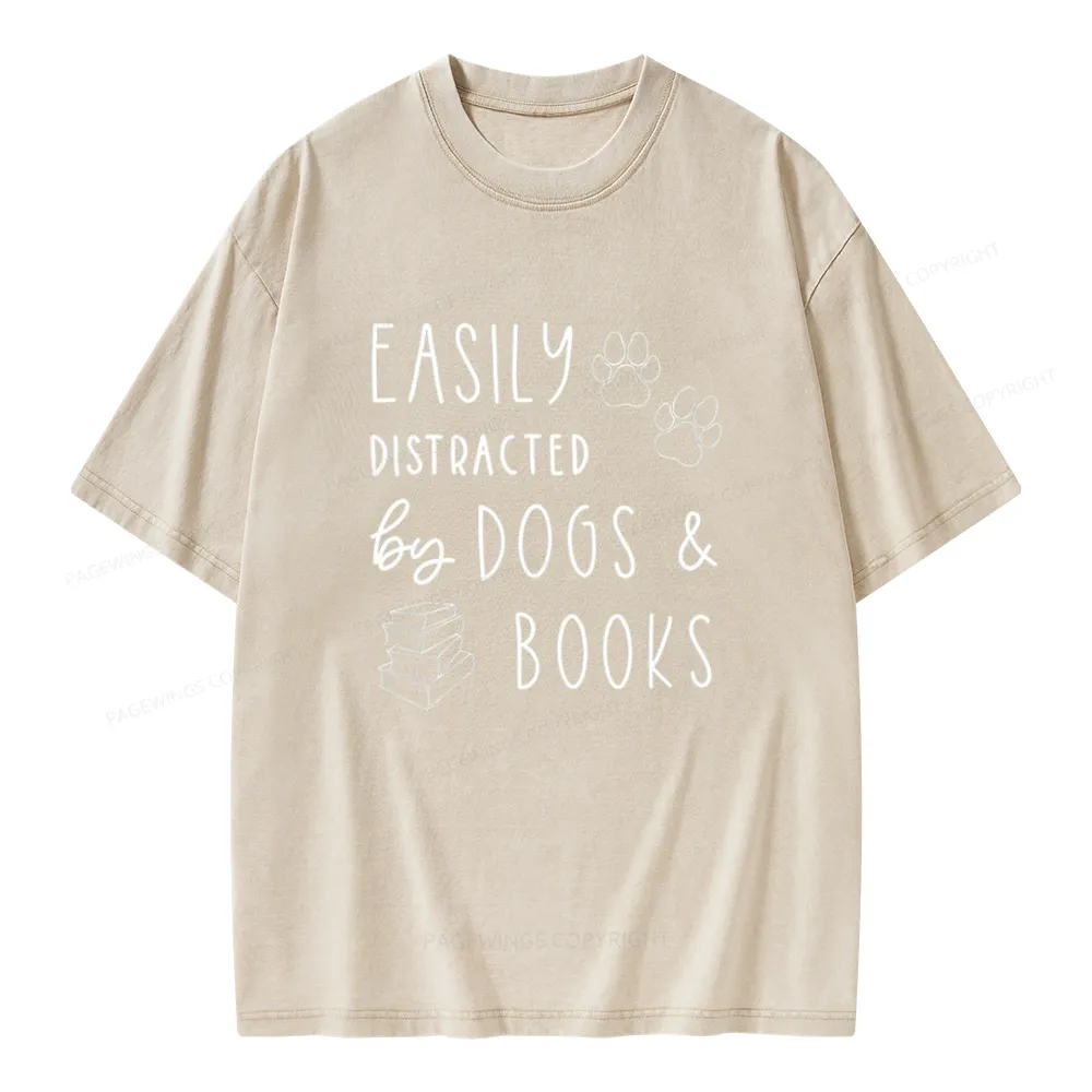 Pagewings Dogs And Books Unisex Unisex Washed T-shirt