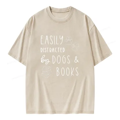 Pagewings Dogs And Books Unisex Unisex Washed T-shirt