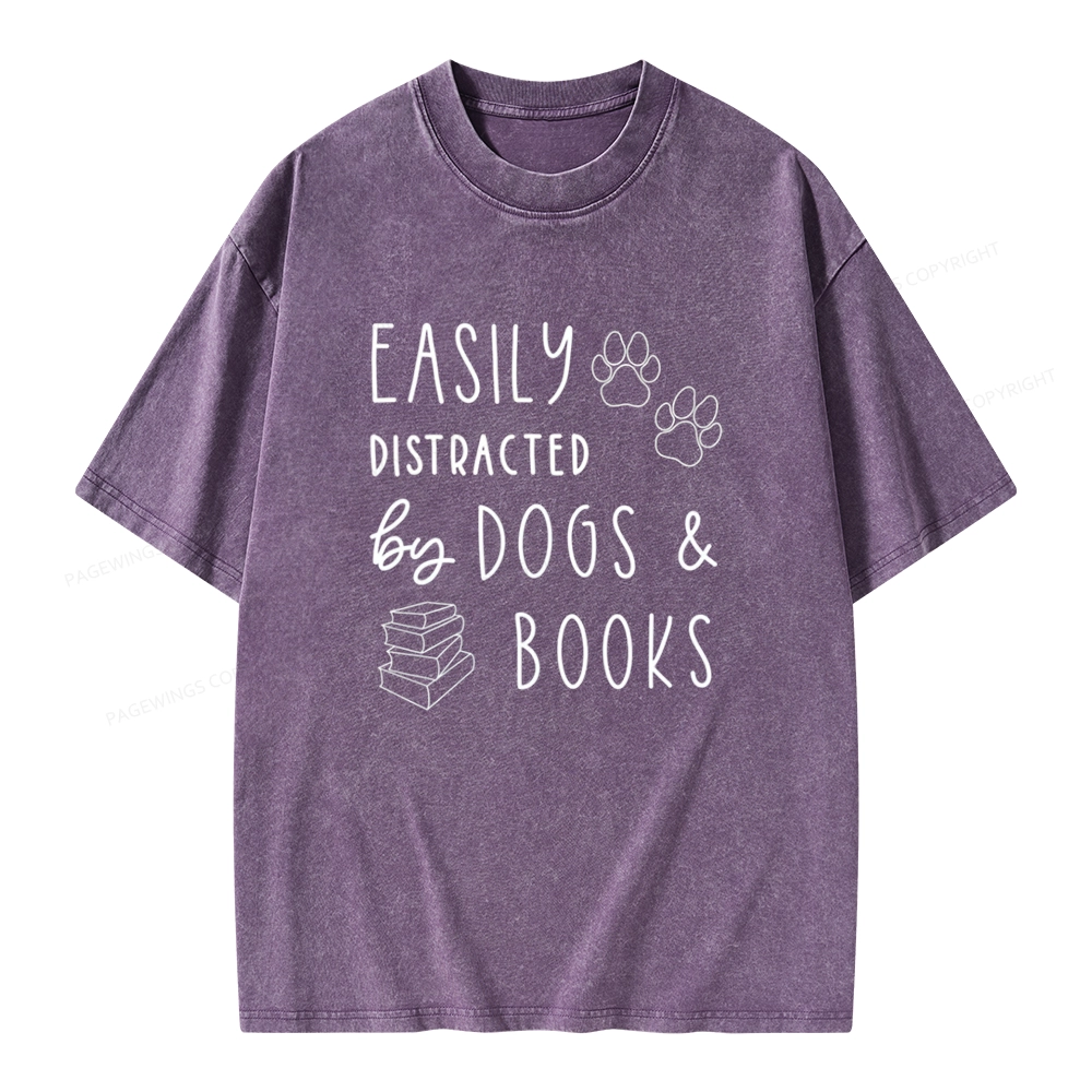 Pagewings Dogs And Books Unisex Unisex Washed T-shirt