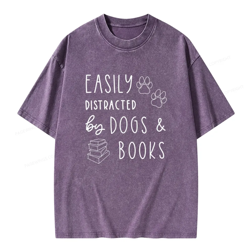 Pagewings Dogs And Books Unisex Unisex Washed T-shirt