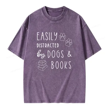 Pagewings Dogs And Books Unisex Unisex Washed T-shirt